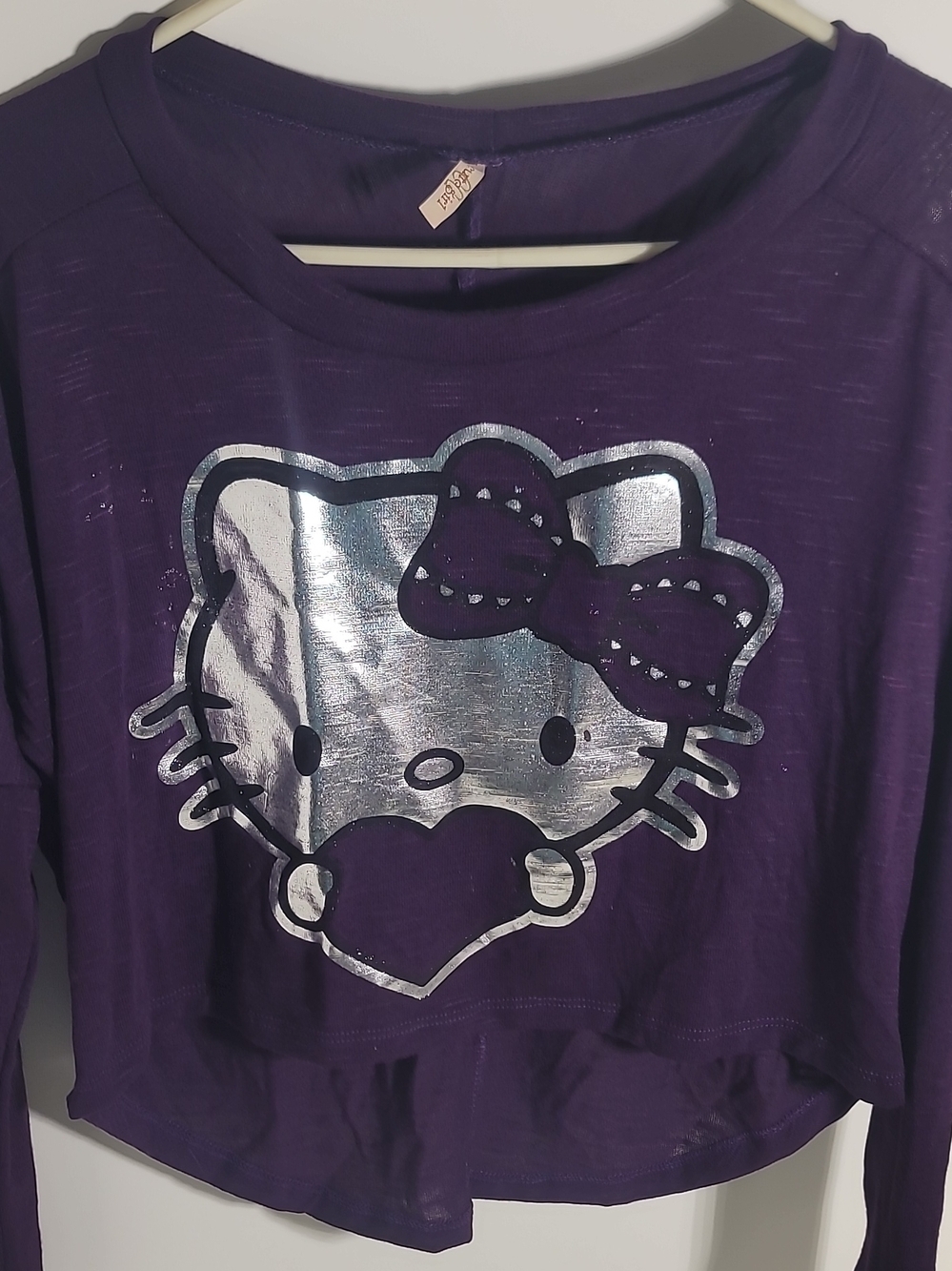 Hello Kitty Purple Long Sleeve Top with Silver Graphic